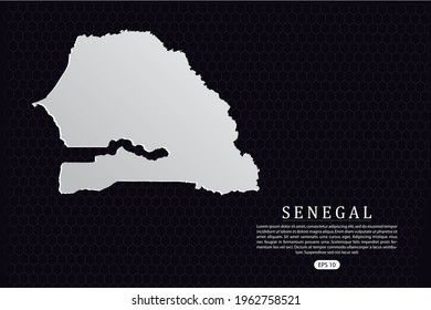 Senegal Map - World Map International vector template with White Color isolated on hexagon background - Vector illustration eps 10