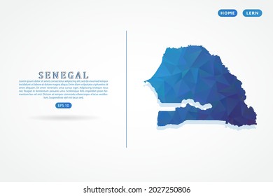 Mapa de Senegal - Mapa Mundial Planilla vectorial internacional con gradiente de color azul polígono aislado en fondo blanco para la educación, sitio web, banner - Ilustración vectorial eps 10