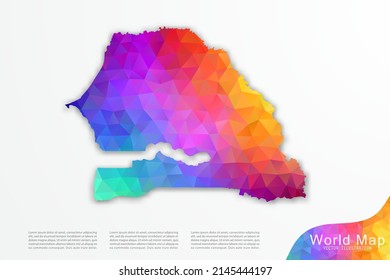 Mapa de Senegal - Mapa Mundial Mapa Planilla vectorial internacional con estilo de polígono y gradiente colorido aislado en fondo blanco para sitio web, diseño, infografía - Ilustración vectorial eps 10