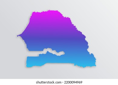 Senegal Map - World map International vector template with 3D, paper style including shadow and Gradient blue, purple color on grey background for design, infographic - Vector illustration eps 10