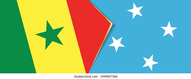 Senegal and Micronesia flags, two vector flags symbol of relationship or confrontation.