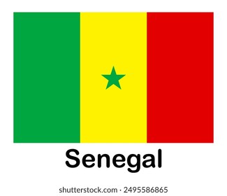 Senegal national flag. Banner, state symbol, flagpole.