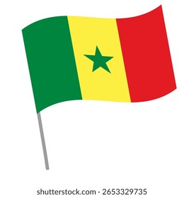 Bandeira nacional do Senegal flutua com mastro