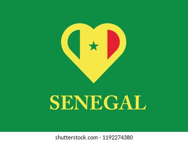 Senegal national flag heart shape love country emblem state symbol