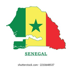 Senegal National Flag Map Design, Illustration Of Senegal Country Flag Inside The Map 