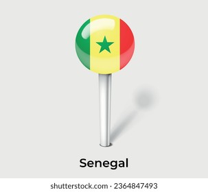 Senegal national flag map marker pin icon illustration