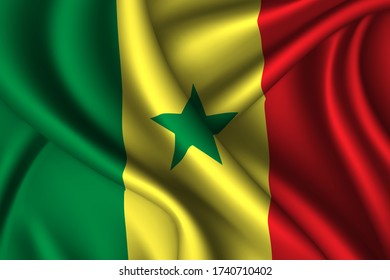 Senegal national flag of silk. Vector fabric texture