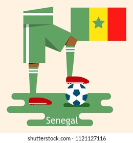 Senegal, national soccer Jerseys and flag, flat design