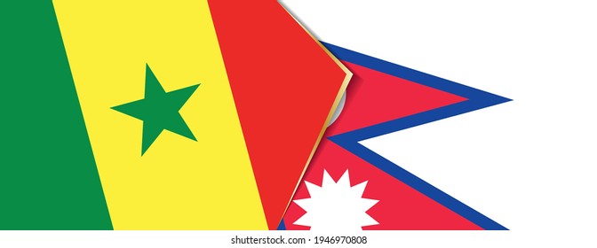 Senegal and Nepal flags, two vector flags symbol of relationship or confrontation.