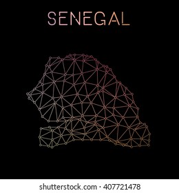 Senegal network map. Abstract polygonal map design. Network connections vector illustration.