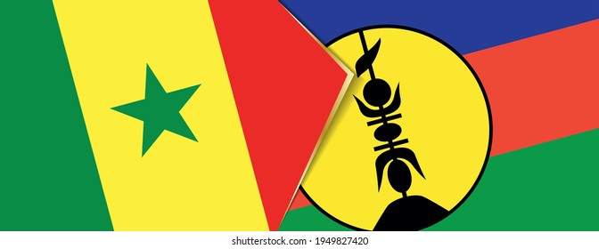 Senegal and New Caledonia flags, two vector flags symbol of relationship or confrontation.