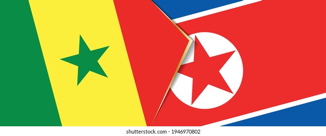 Senegal and North Korea flags, two vector flags symbol of relationship or confrontation.