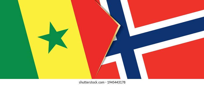 Senegal and Norway flags, two vector flags symbol of relationship or confrontation.