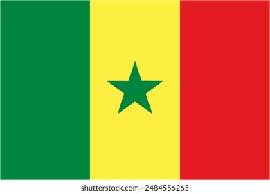 Senegal official flag vector with standard size and proportion. National flag emblem with accurate size and colors.