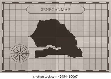 Senegal old classic country map. Vintage antique map paper style.