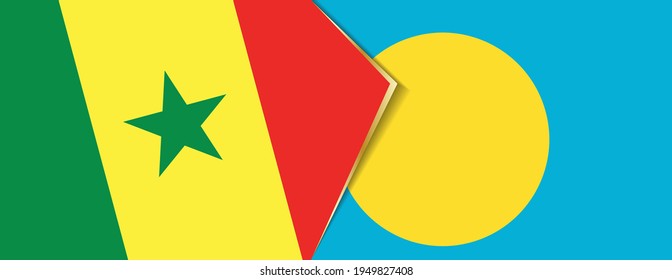 Banderas del Senegal y Palau, dos banderas vectoriales símbolo de relación o enfrentamiento.