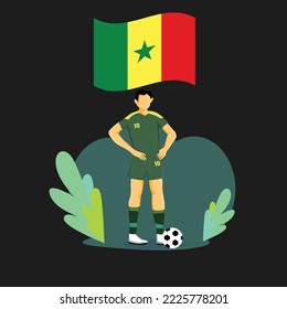 Senegal player flat concept character design