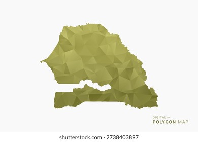Senegal polygon map vector illustration in low poly geometric style, soft pastel colors with Olive green, clean silhouette on solid background, ideal for infographic.