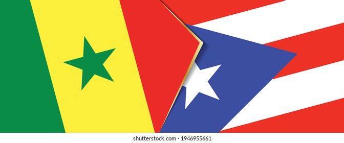 Senegal and Puerto Rico flags, two vector flags symbol of relationship or confrontation.