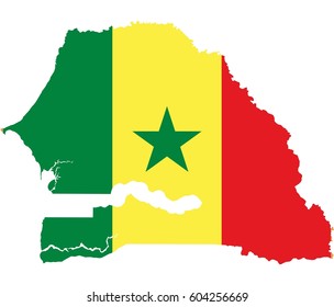 Senegal republic flag map.