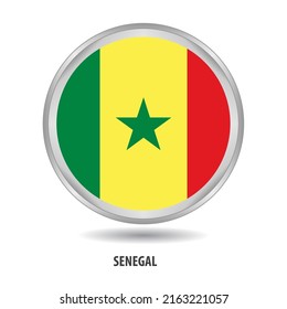 Senegal round flag design is used as badge, button, icon, wall painting