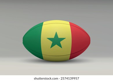 Senegal rugby ball featuring the national flag design on a gray background