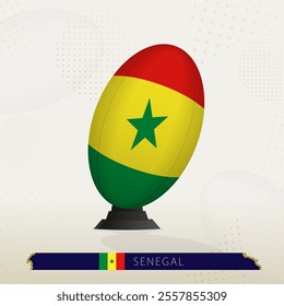 Senegal Rugby Ball on Rugby Kicking Tees with Modern Design. Illustration perfect for sports, national pride, and rugby-related projects.