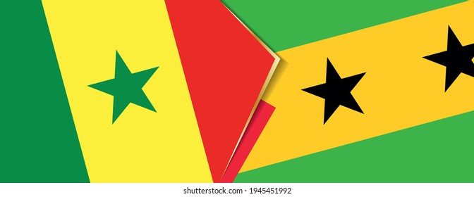 Senegal and Sao Tome and Principe flags, two vector flags symbol of relationship or confrontation.