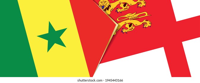 Senegal and Sark flags, two vector flags symbol of relationship or confrontation.