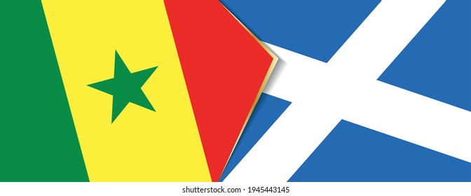 Banderas de Senegal y Escocia, dos banderas vectoriales símbolo de relación o enfrentamiento.