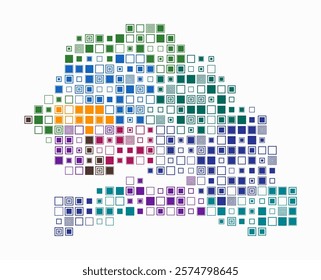 Senegal, shape of the country build of colored cells. Digital style map of the Senegal on white background. Large size square blocks. Awesome vector illustration.