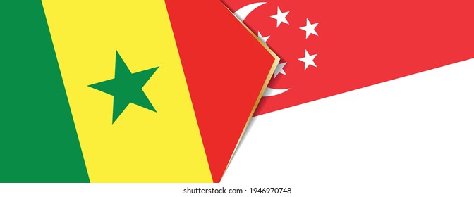 Banderas de Senegal y Singapur, dos banderas vectoriales símbolo de relación o enfrentamiento.