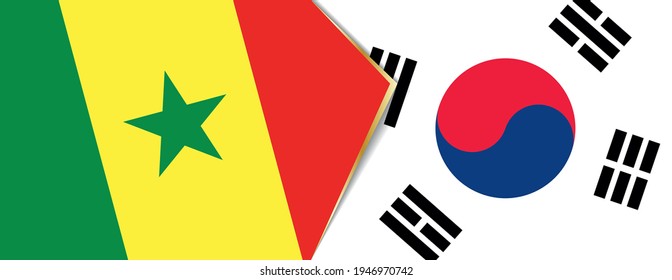 Senegal and South Korea flags, two vector flags symbol of relationship or confrontation.