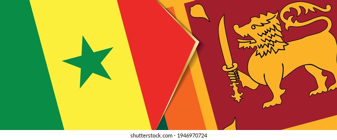 Senegal and Sri Lanka flags, two vector flags symbol of relationship or confrontation.