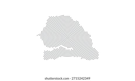 Senegal Stylized halftone dot map with concentric circular pattern