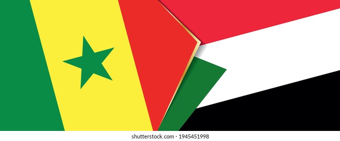 Senegal and Sudan flags, two vector flags symbol of relationship or confrontation.
