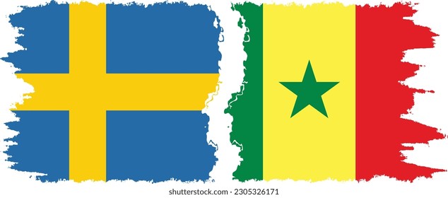 Senegal and Sweden grunge flags connection, vector