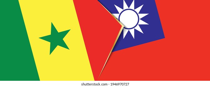 Senegal and Taiwan flags, two vector flags symbol of relationship or confrontation.