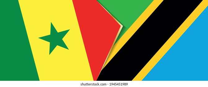Senegal and Tanzania flags, two vector flags symbol of relationship or confrontation.