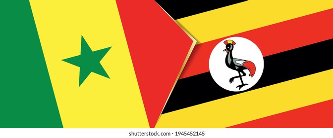 Senegal and Uganda flags, two vector flags symbol of relationship or confrontation.