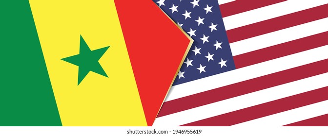 Senegal and USA flags, two vector flags symbol of relationship or confrontation.