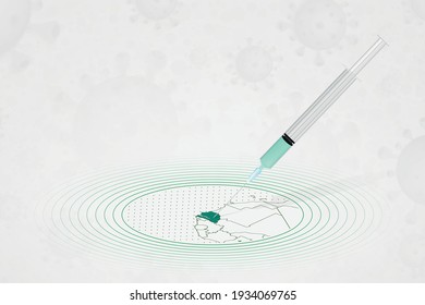 Senegal vaccination concept, vaccine injection in map of Senegal. Vaccine and vaccination against coronavirus, COVID-19. Vector template about Healthcare.