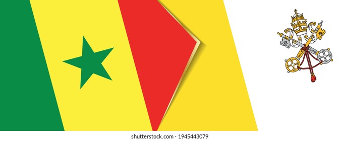 Senegal and Vatican City flags, two vector flags symbol of relationship or confrontation.