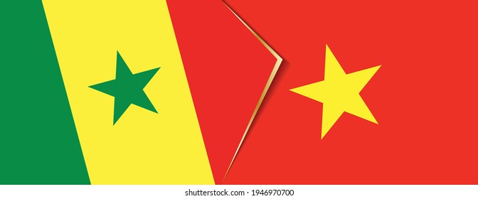 Senegal and Vietnam flags, two vector flags symbol of relationship or confrontation.