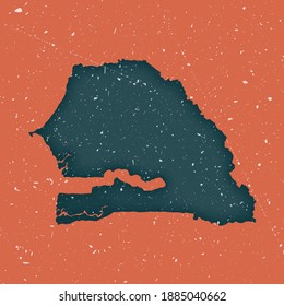 Senegal vintage map. Grunge map of the country with distressed texture. Senegal poster. Vector illustration.
