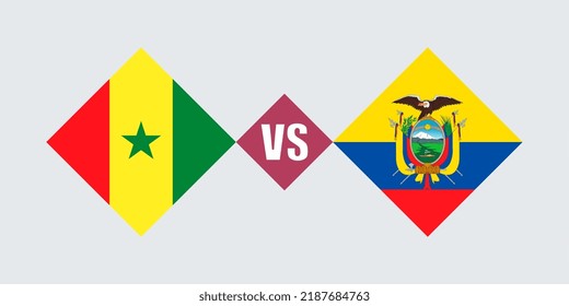 Senegal vs ecuador flag concept. Vector illustration.