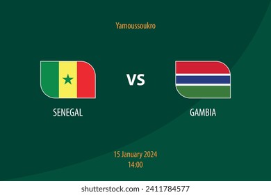 Senegal vs Gambia football scoreboard broadcast template for soccer africa tournament 2023