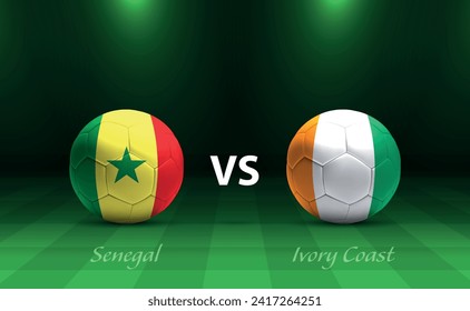 Senegal vs  Ivory Coast football scoreboard broadcast template for soccer africa tournament 2023