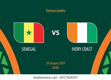 Senegal vs Ivory Coast football scoreboard broadcast template for soccer africa tournament 2023