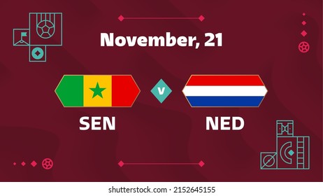 senegal vs netherlands, Football 2022, Group A. World Football Competition championship match versus teams intro sport background, championship competition final poster, vector illustration.